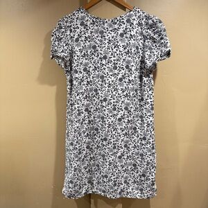 LOFT Floral Black and White Linen Dress